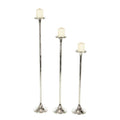 DecMode 3 Candle Silver Aluminum Tall Candle Holder, Set of 3