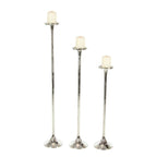 DecMode 3 Candle Silver Aluminum Tall Candle Holder, Set of 3