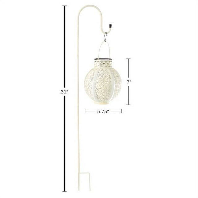 Set of 2 Solar Outdoor Lights - Hanging or Tabletop Rechargeable LED Lantern Set with 2 Shepherd Hooks for Outdoor Decor by Pure Garden (White) EasyOptionXY LLC