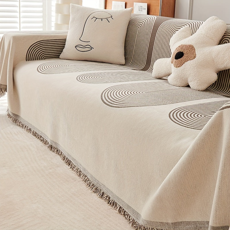 1pc Chenille Integrated Sofa Cover Blanket Bohemian Household Bedroom Living Room Sofa Decorative Throw Blanket Couch Cover Blanket, Shenyl, Integrated, Bohemian, Blanket Lootquake LLC