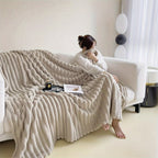 Luxurious French-Style Multipurpose Plush Blanket - 1pc Dual-Sided Soft Fleece Throw - Decorative Sofa Cover/Shawl for Home & Office Nap - Dry Clean Only, Polyester, Woven Weave, All-Season Use