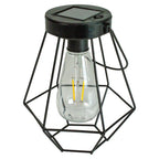 7.5" Black Geometric Outdoor Hanging Solar Lantern with Handle - 7.5