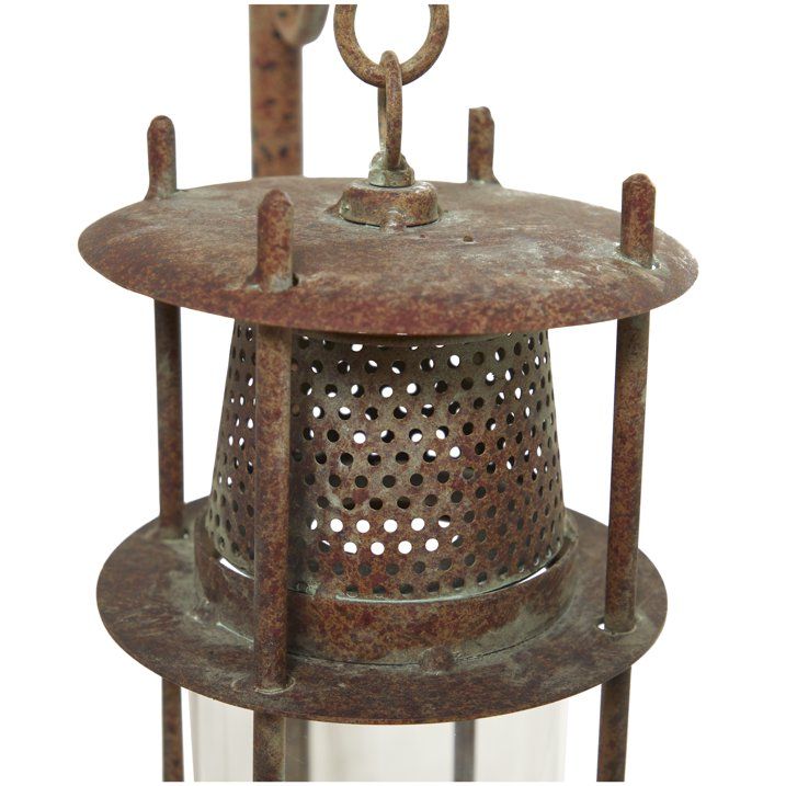 DecMode 16"W, 54"H Metal Rustic Lantern, Rust, 1-Piece EasyOptionXY LLC