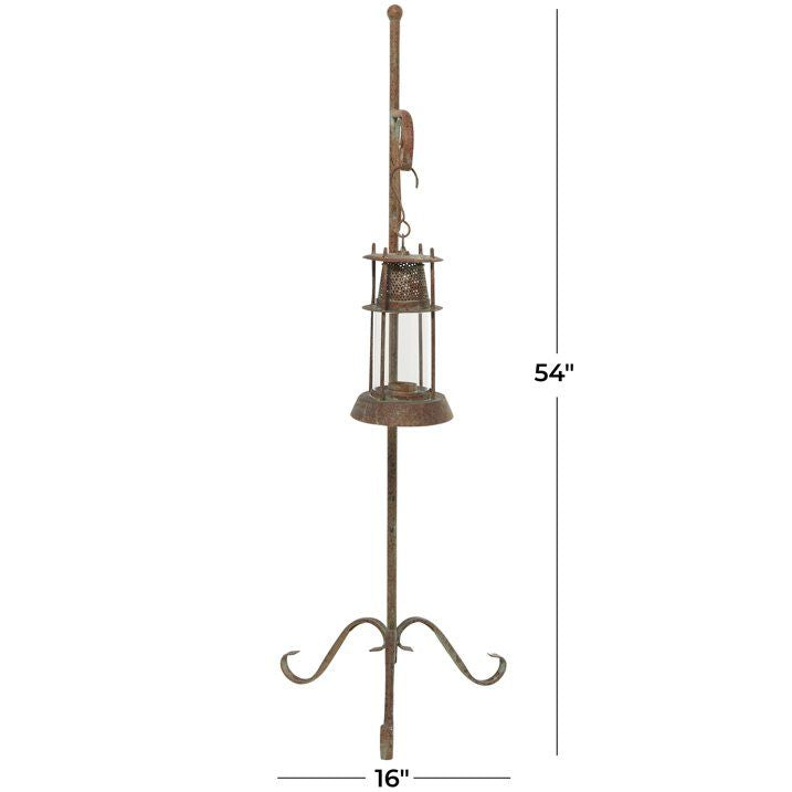 DecMode 16"W, 54"H Metal Rustic Lantern, Rust, 1-Piece EasyOptionXY LLC