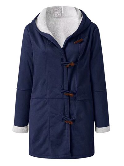 Full Size Pocketed Long Sleeve Hooded Toggle Jacket – Stylish & Functional Outerwear for Women Stevvex