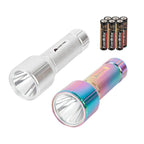 Ozark Trail LED 300 Lumens Handheld Aluminum Flashlights, with 6 AAA Batteries, 2 Pack, Silver and Iridescent EasyOptionXY LLC
