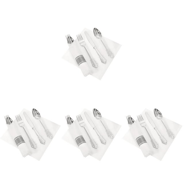 BESTONZON 8 Sets Party Cutlery Set Disposable Forks Spoon Napkin Flatware Serving Kit EasyOptionXY LLC