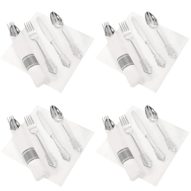 BESTONZON 8 Sets Party Cutlery Set Disposable Forks Spoon Napkin Flatware Serving Kit EasyOptionXY LLC