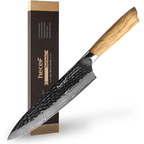 Hecef 8-Inch Japanese Chef Knife, Forged 67-Layer Damascus Steel Ultra Sharp Professional Hammered Carving Knife EasyOptionXY LLC