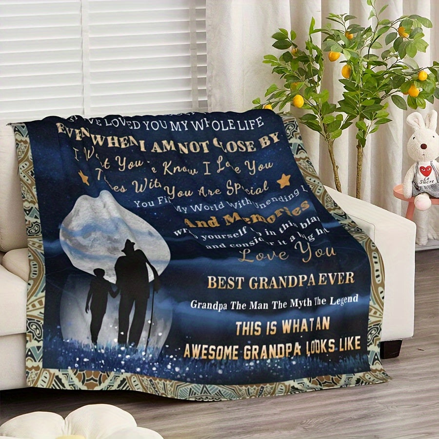 Grandpa's Ultimate Gift Blanket - Soft, Warm & Versatile for All Seasons | Perfect for Birthdays, Holidays & Anniversaries | Machine Washable Polyester with Unique Print Design Grandson Blanket From Grandma Vintage Blanket Lootquake LLC