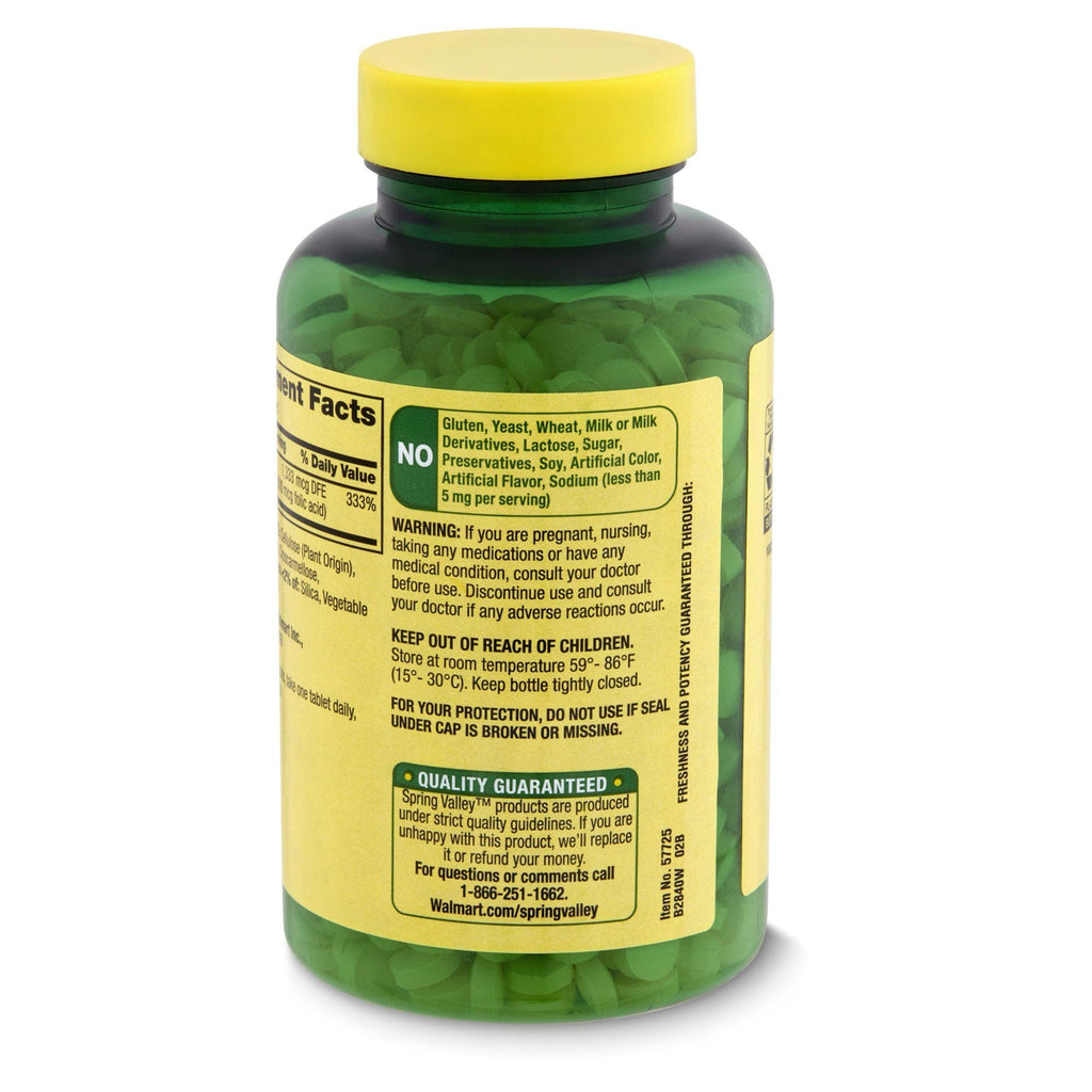 Spring Valley Folate Dietary Supplement; 1; 333 mcg; 400 Count EasyOptionXY LLC