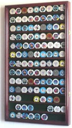 Very Large Challenge Coin Display Case in Cherry Wood Finish The Military Gift Store
