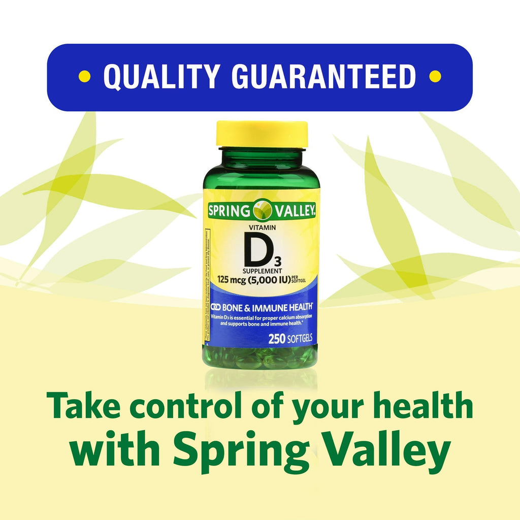 Spring Valley Vitamin D3 Softgels; 125 mcg; 5; 000 IU; 250 Count