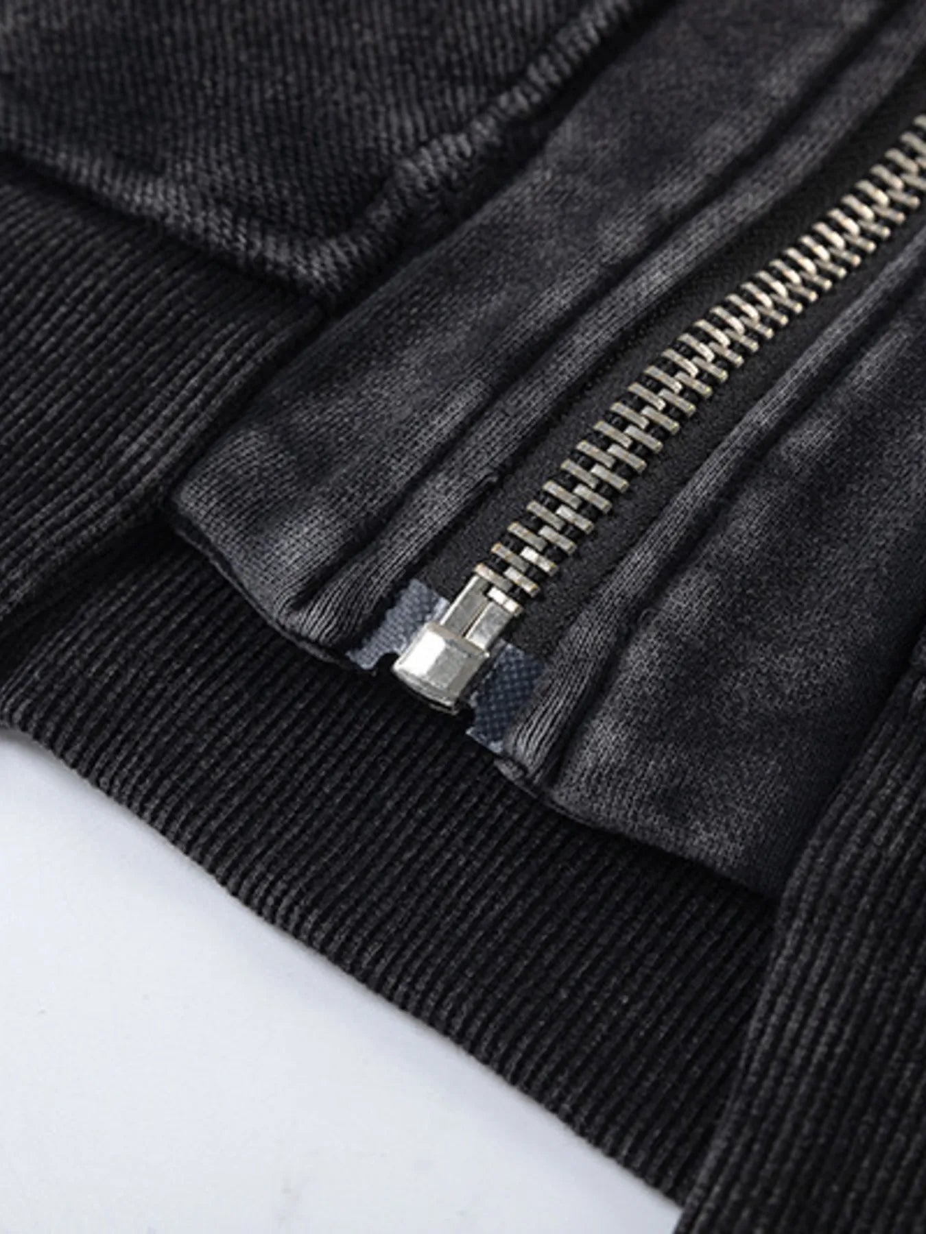 Men's Washed Zip-Up Hoodie with Pockets