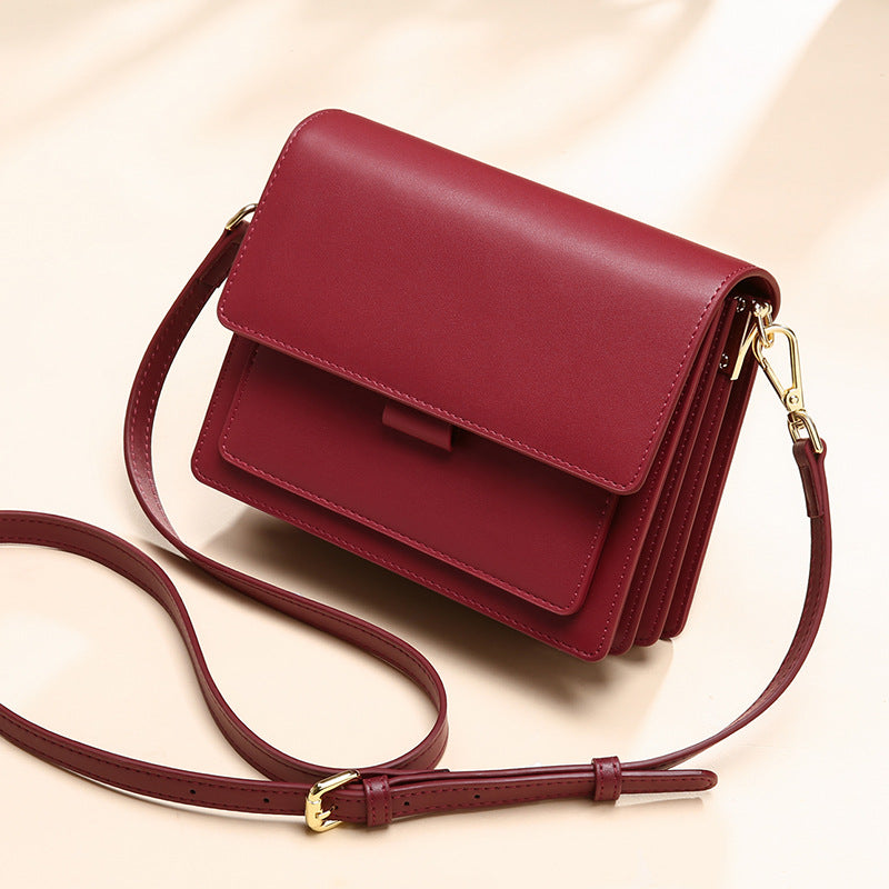 Small genuine leather handbags casual shoulder bag square shape crossbody - SJB-DIAMOND ELITES