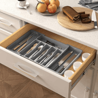 Lifewit Silverware Drawer Organizer, Expandable Utensil Tray for Kitchen, Adjustable Flatware Grey EasyOptionXY LLC