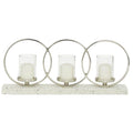 DecMode 3 Holder White Aluminum Pillar Candelabra with Aluminum Accents - SJB-DIAMOND ELITES