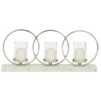 DecMode 3 Holder White Aluminum Pillar Candelabra with Aluminum Accents - SJB-DIAMOND ELITES
