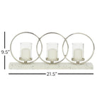 DecMode 3 Holder White Aluminum Pillar Candelabra with Aluminum Accents - SJB-DIAMOND ELITES