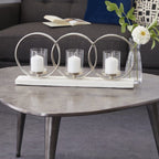 DecMode 3 Holder White Aluminum Pillar Candelabra with Aluminum Accents - SJB-DIAMOND ELITES
