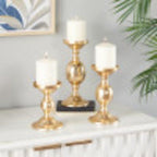 The Novogratz 3 Candle Gold Aluminum Pillar Candle Holder, Set of 3 - SJB-DIAMOND ELITES