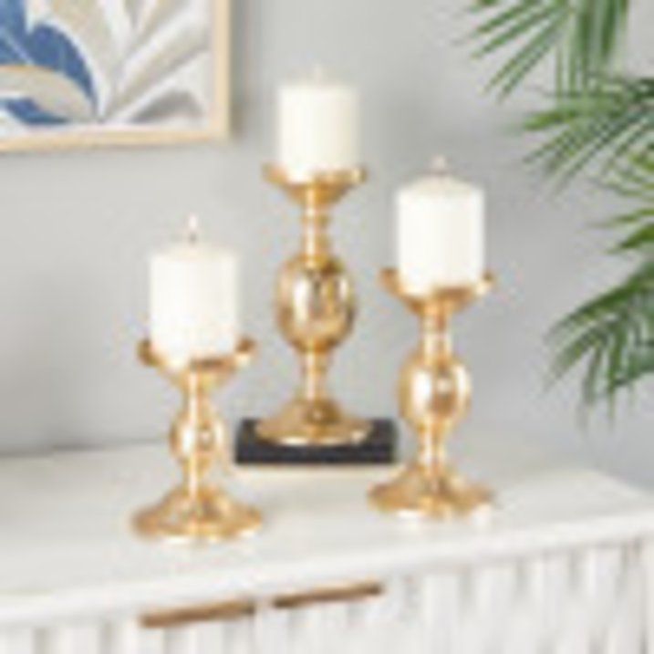 The Novogratz 3 Candle Gold Aluminum Pillar Candle Holder, Set of 3 - SJB-DIAMOND ELITES