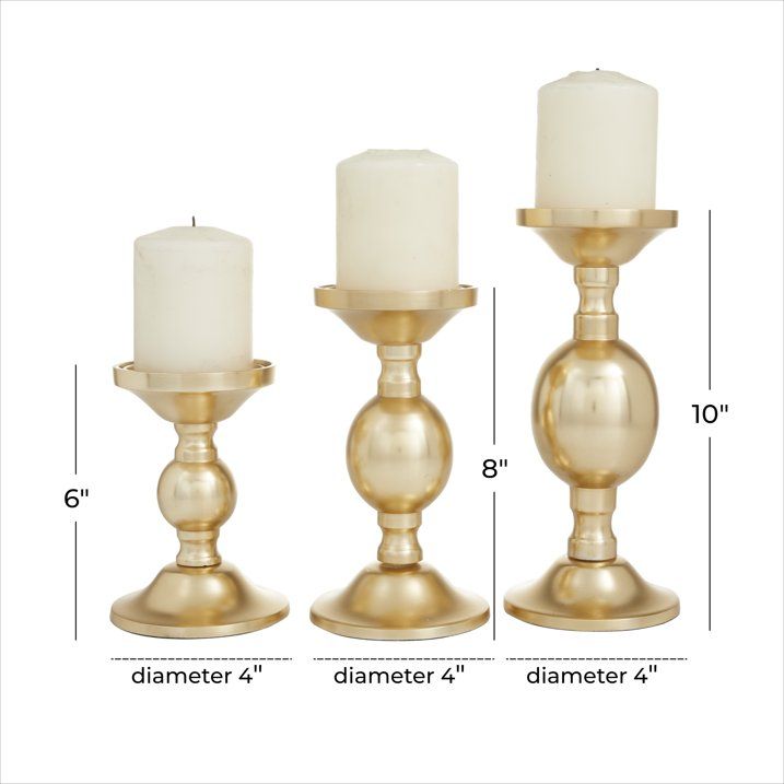 The Novogratz 3 Candle Gold Aluminum Pillar Candle Holder, Set of 3 - SJB-DIAMOND ELITES
