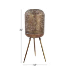 DecMode Modern Style Round Gold Metal Floor Lantern with Pierced Metal Pattern, 12' x 32' - SJB-DIAMOND ELITES