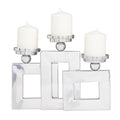 DecMode 3 Candle Silver Stainless Steel Pillar 3 Plate Candle Holder - SJB-DIAMOND ELITES