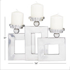 DecMode 3 Candle Silver Stainless Steel Pillar 3 Plate Candle Holder - SJB-DIAMOND ELITES