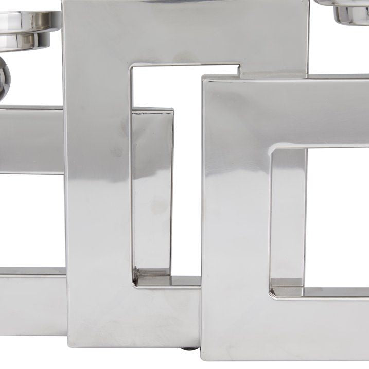 DecMode 3 Candle Silver Stainless Steel Pillar 3 Plate Candle Holder - SJB-DIAMOND ELITES