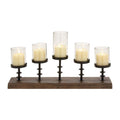 DecMode 5 Holder Brown Mango Wood Handmade Pillar Candelabra with Wood Base - SJB-DIAMOND ELITES