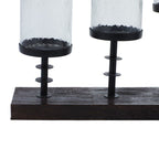 DecMode 5 Holder Brown Mango Wood Handmade Pillar Candelabra with Wood Base - SJB-DIAMOND ELITES