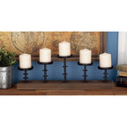 DecMode 5 Holder Brown Mango Wood Handmade Pillar Candelabra with Wood Base - SJB-DIAMOND ELITES