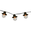 Set of 10 Black Metal Caged Fisherman Lantern Summer Garden Patio Lights - Black Wire - SJB-DIAMOND ELITES