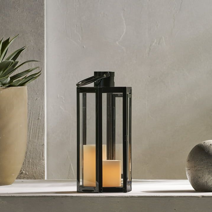Brianna Stainless Steel Outdoor 16" Lantern, Black - SJB-DIAMOND ELITES