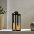 Brianna Stainless Steel Outdoor 16" Lantern, Black - SJB-DIAMOND ELITES