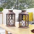 Abble Outdoor ,13'' x 5.5'' x 5.5'' Yard Classic Asymmetrical Plastic Lantern, Bronze, 2 -Pieces - SJB-DIAMOND ELITES