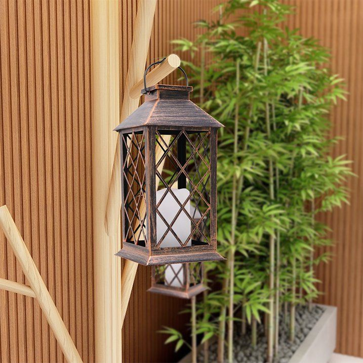 Abble Outdoor ,13'' x 5.5'' x 5.5'' Yard Classic Asymmetrical Plastic Lantern, Bronze, 2 -Pieces - SJB-DIAMOND ELITES