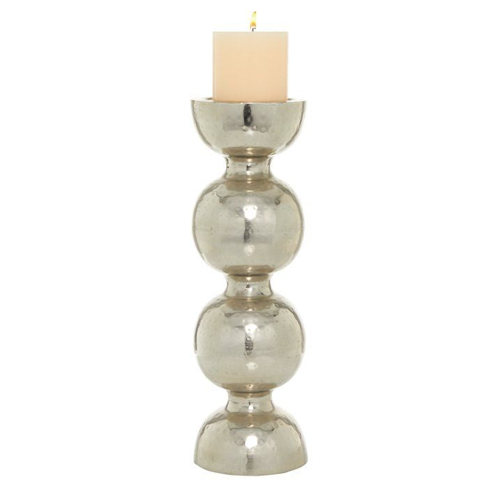 DecMode Silver Metal Handmade Pillar Candle Holder - SJB-DIAMOND ELITES