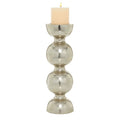 DecMode Silver Metal Handmade Pillar Candle Holder - SJB-DIAMOND ELITES