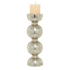 DecMode Silver Metal Handmade Pillar Candle Holder - SJB-DIAMOND ELITES