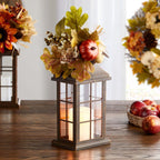 Way To Celebrate Harvest Set Of 2 Wood Color Lanterns- Pumpkin with LED battery candle - SJB-DIAMOND ELITES