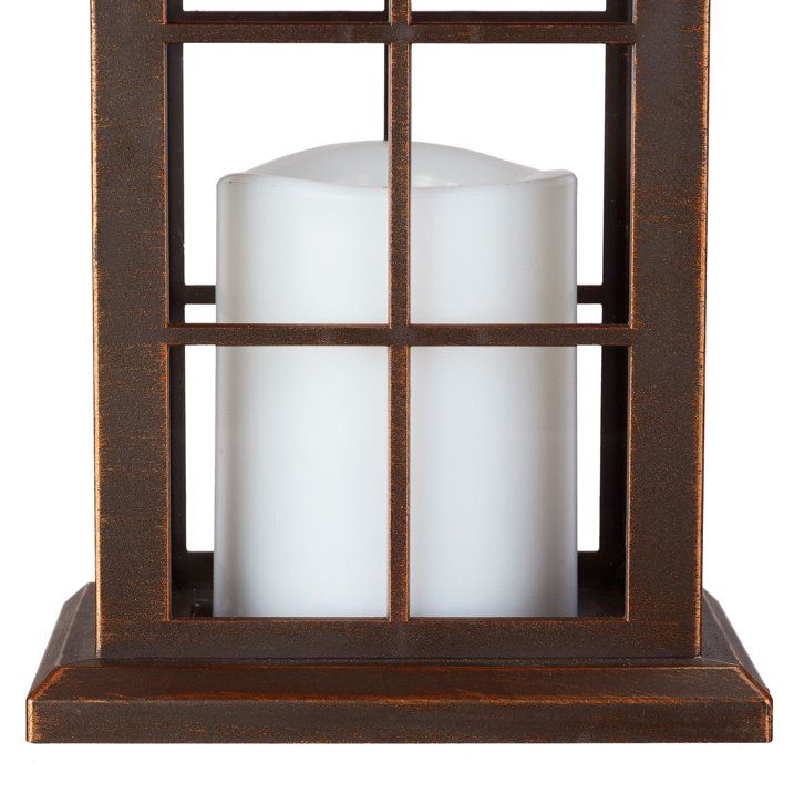 Way To Celebrate Harvest Set Of 2 Wood Color Lanterns- Pumpkin with LED battery candle - SJB-DIAMOND ELITES