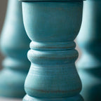Sullivans Turquoise Wood Pillar Candle Holders Set of 3, 13.25"H, 10"H & 7.5"H Multicolored - SJB-DIAMOND ELITES