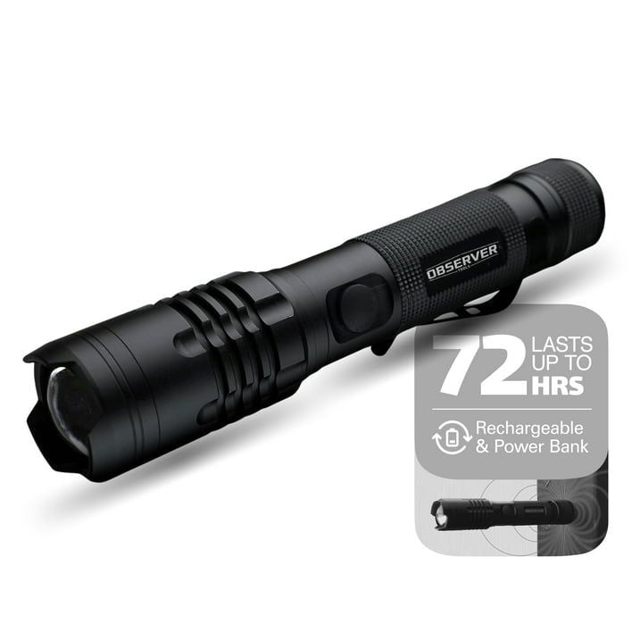 Observer Tools 1000 Lumen LED Rechargeable Flashlight - Power Bank, Dual Power, Magnet, Zoom, Waterproof, Tactical, Professional-Grade Quality - SJB-DIAMOND ELITES