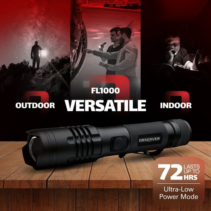 Observer Tools 1000 Lumen LED Rechargeable Flashlight - Power Bank, Dual Power, Magnet, Zoom, Waterproof, Tactical, Professional-Grade Quality - SJB-DIAMOND ELITES