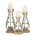 DecMode 3 Candle Silver Metal Candle Holder, Set of 3 - SJB-DIAMOND ELITES