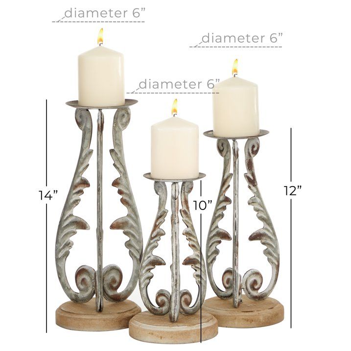 DecMode 3 Candle Silver Metal Candle Holder, Set of 3 - SJB-DIAMOND ELITES