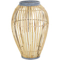 DecMode 16" Handmade Open Frame Brown Bamboo Vase with Blue Metal Accents - SJB-DIAMOND ELITES